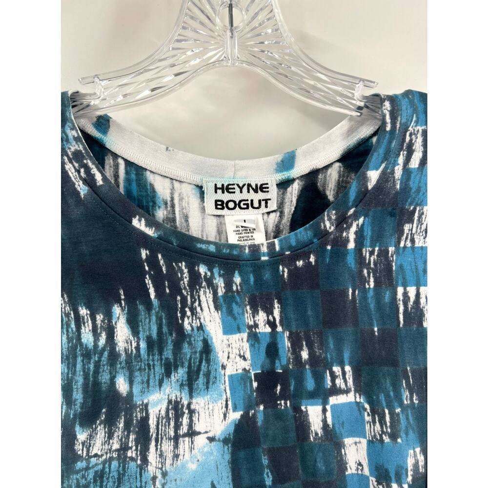 Heyne Bogut Women's Blue Abstract Print Scoop Neck Long Sleeve T-Shirt Size 1 - Picture 5 of 10